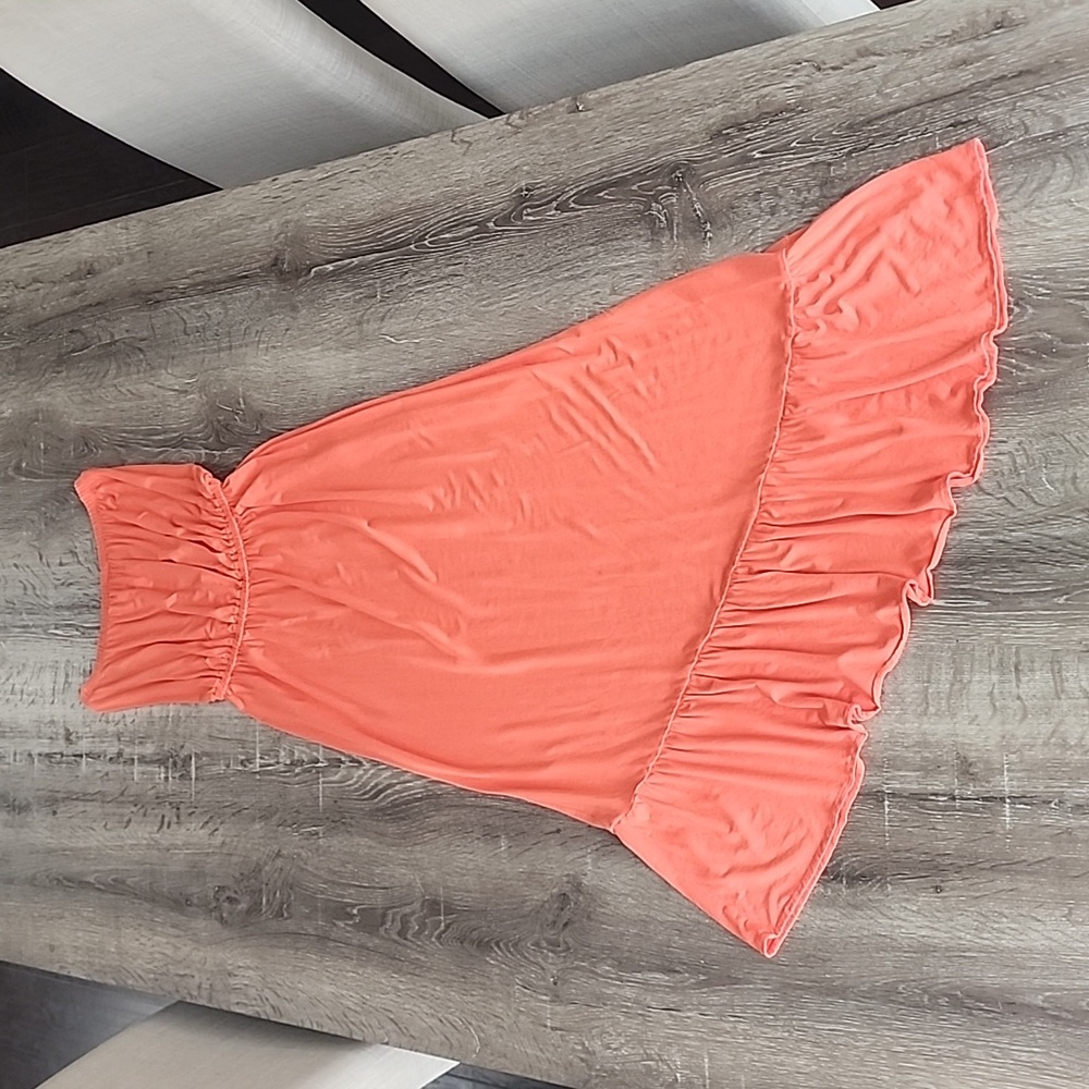 Lilly Pulitzer Strapless Meridien Asymmetric Ruffle Hem Maxi Dress Coral Small